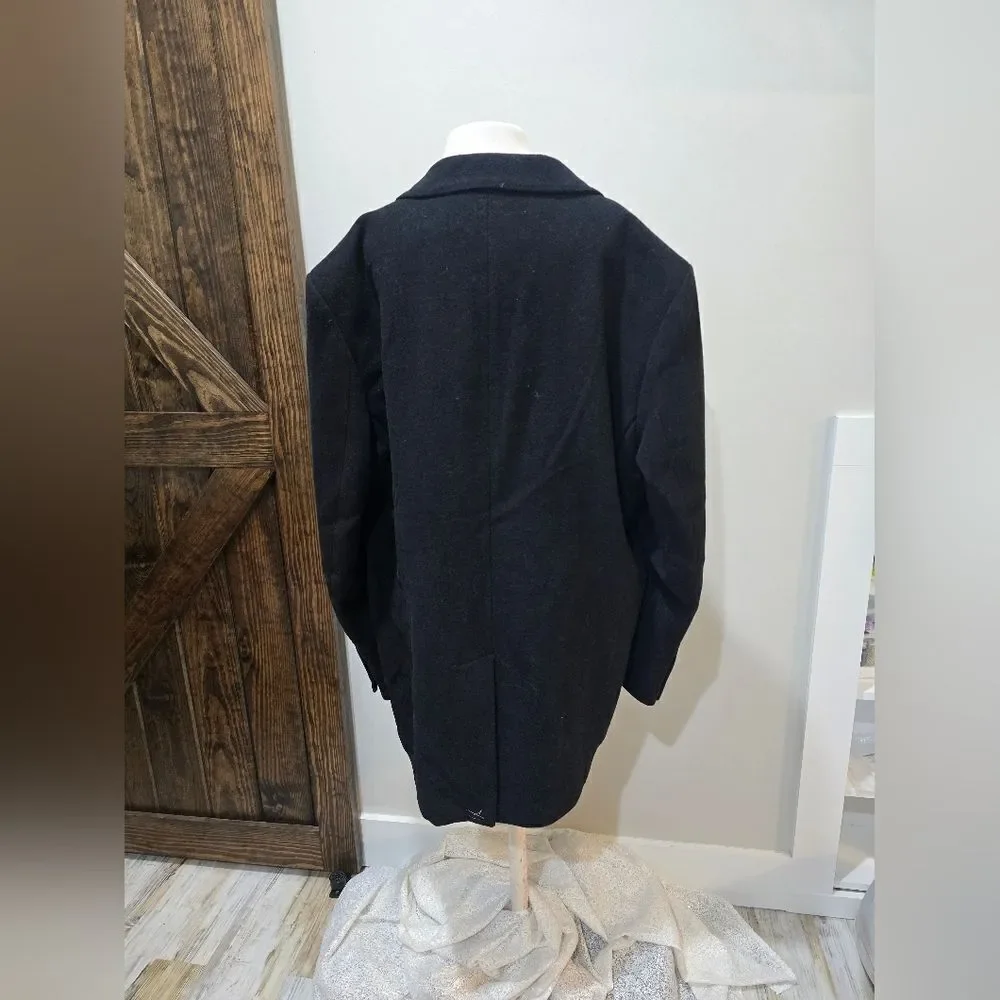 Calvin Klein Men's Classic Fit Black Wool Blend Overcoat NWT size 50R Black
